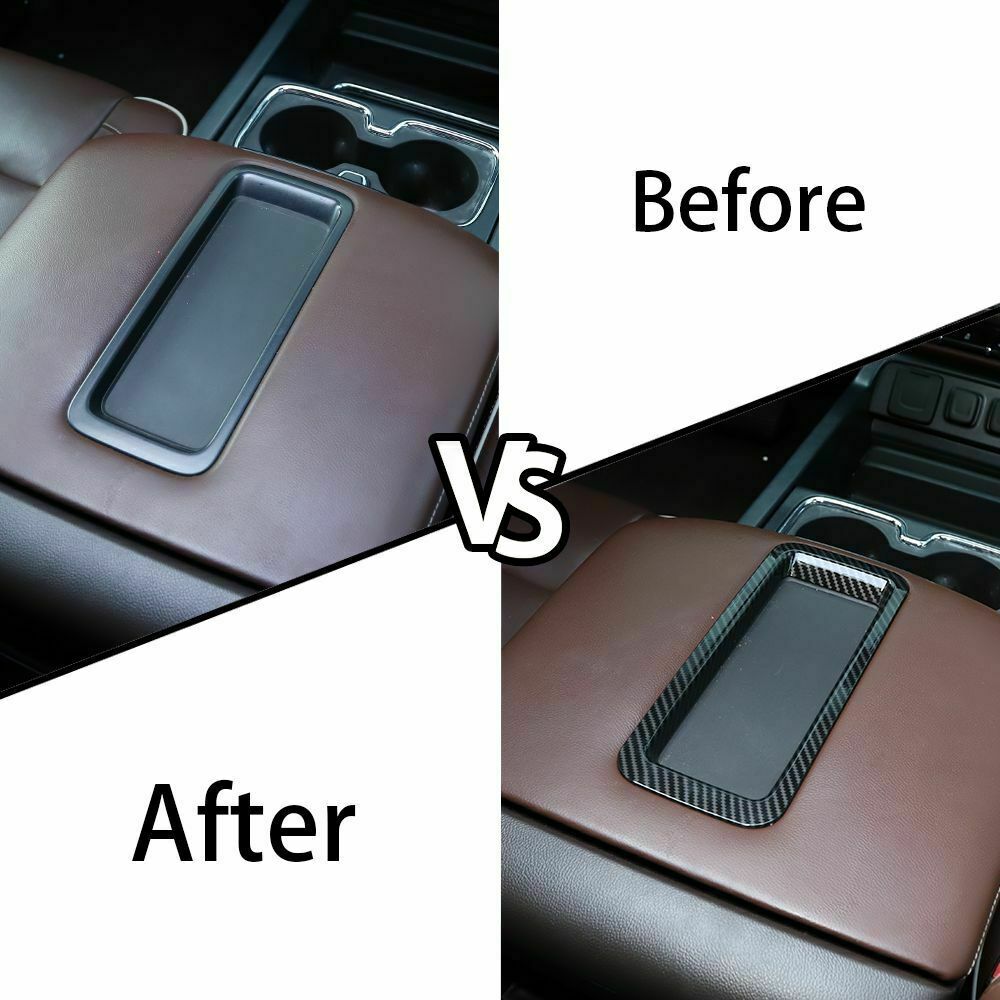 Carbon Fiber Armrest Box Switch Button Cover Trim For Chevy Silverado 2014-2018 – 2-Piece Set