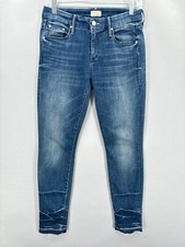 Mother Jeans Size 26 High Waisted Looker Ankle Fray Growing Pains Wash Blue 27"