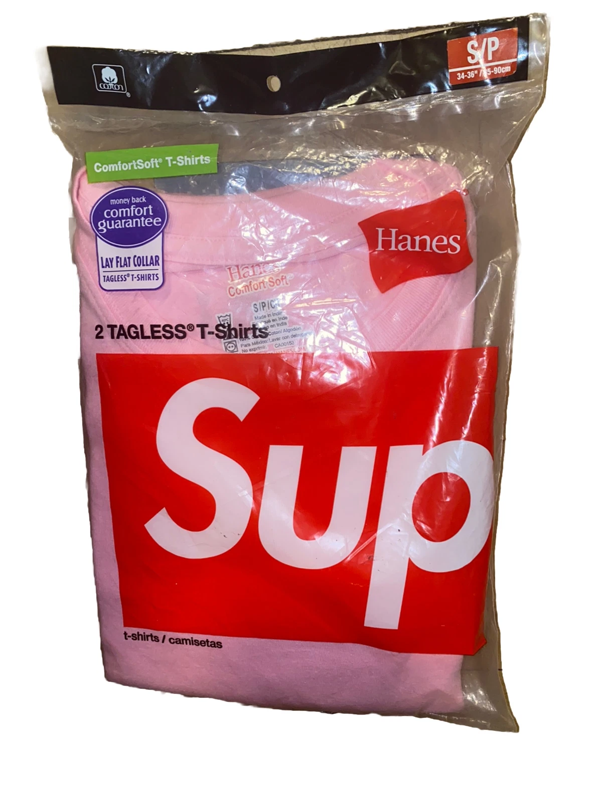 T shirt Supreme/Hanes Taglees (lot de 2) rose taille S neuf SS21 NON OUVERT