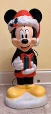 Disney Gemmy Mickey Mouse Lighted Blow Mold Bow and Candy Cane 24  Christmas