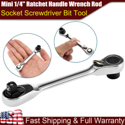 1/4'' Mini Double-Ended Quick Socket Ratchet Wrench Rod Screwdriver Bit Tools NE*
