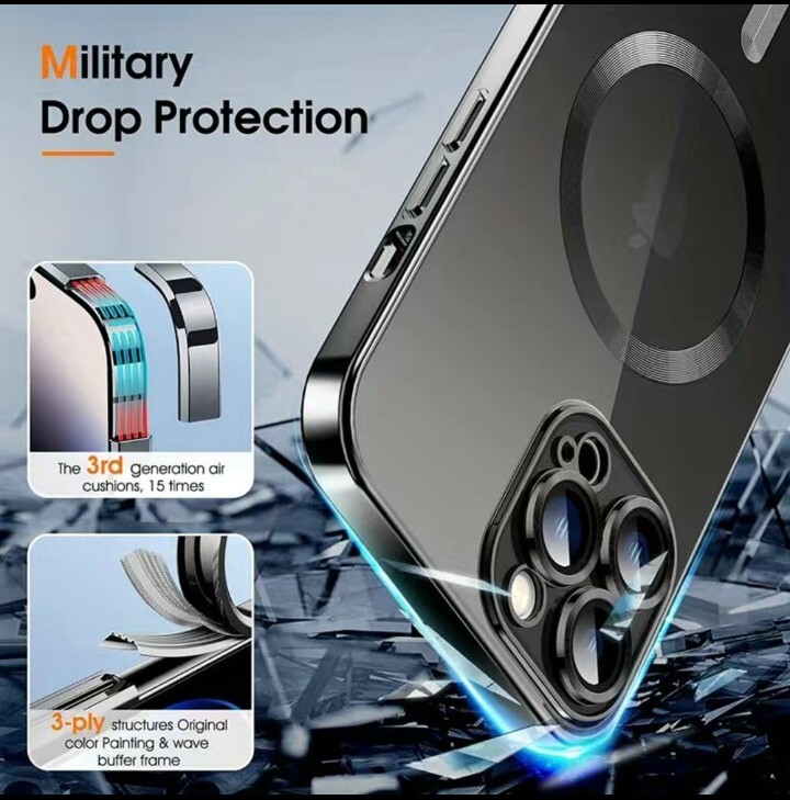 ULAK Cover IPhone 14 Pro Max Trasparente Nera | Antiurto 3 Strati | Custodia Rigida E Morbida | Protezione Fotocamera - 4