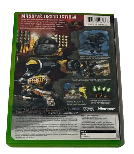 MechAssault (Microsoft Xbox, 2002) No manual - Picture 3 of 3