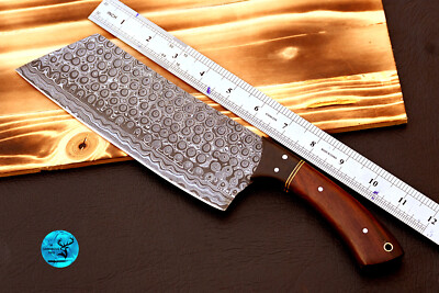 Rain Drop Pattern DAMASCUS STEEL CLEAVER MEAT CHOPPER BUTCHER CHEF KNIFE 2727