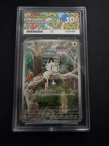 Ace Gem Mint 10 Meowth Art Rare Phantasmal Flames 2025 #106