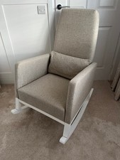 Obaby High Back Rocking Chair - White/Oatmeal