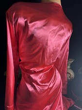 Vtg Satin SOFT SHINY PINK NIGHTIE ROBE Peignoir Robe Nightgown Gown 1X 54"