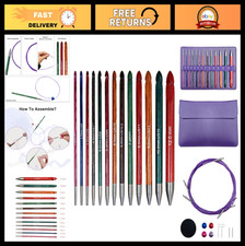 27pcs Tunisian Crochet Hook Set - Interchangeable Wood  Metal, Ergonomic, Case
