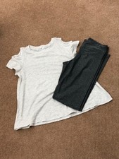 90 Degree By Reflex girls activewear set - grey, 2x items, size 12 years/L