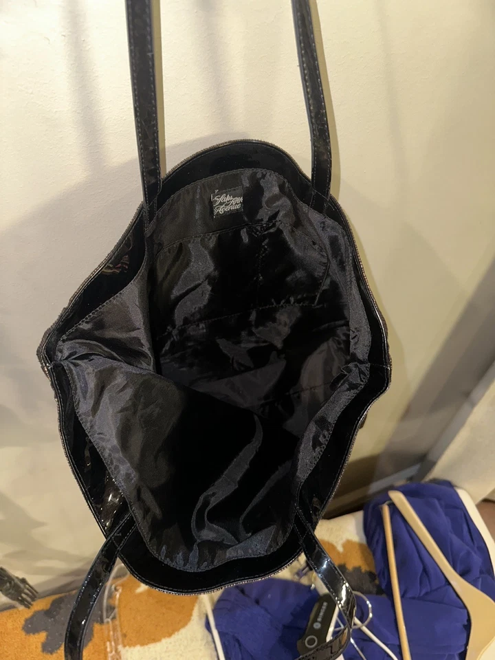 Saks Fifth Avenue Shoulder Tote Bag Double Handle Metallic Copper Brown Black - Image 3 of 4