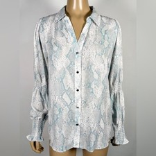 Blusa T Tahari para mujer nueva con etiquetas talla grande estampado de serpiente reptil botón delantero