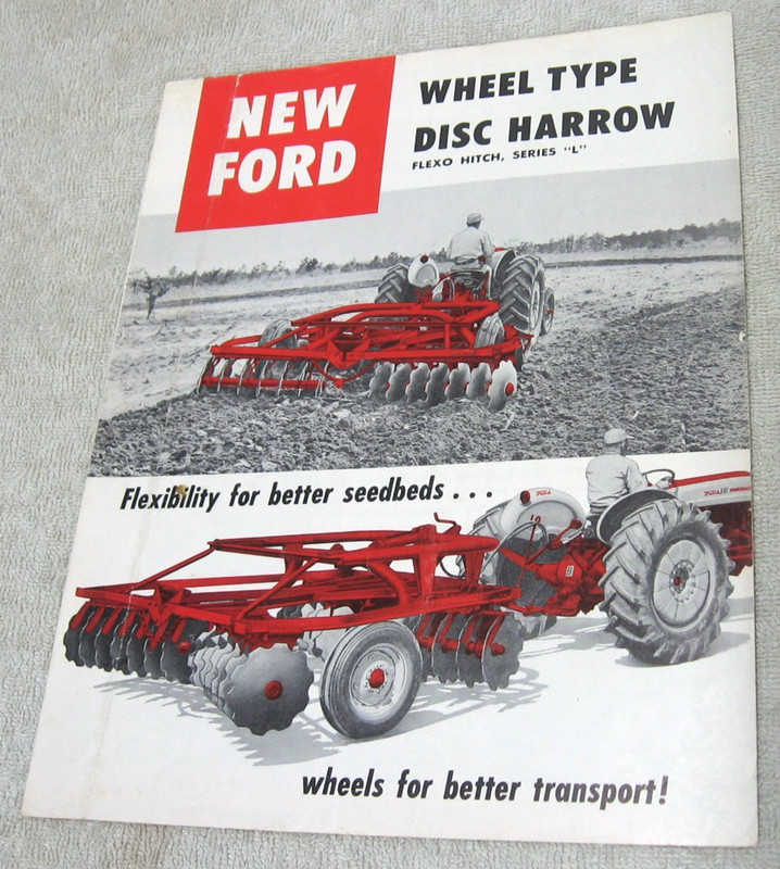 1957 FORD TRACTOR WHEEL TYPE DISC HARROW FLEXO HITCH SERIES L BROCHURE ORIGINAL