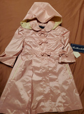 Vintage Rothschild Trench Rain Coat Pink Size 2T Bows Removable Hood New W Tag