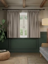 John Lewis Herringbone Blackout Pencil Pleat Curtains W228 x 137cm Pale Mole A