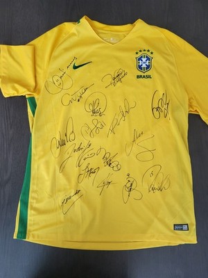 Original Brasilien Trikot 16/17   Full Team Signed / Signiert (Neymar, T. Silva)