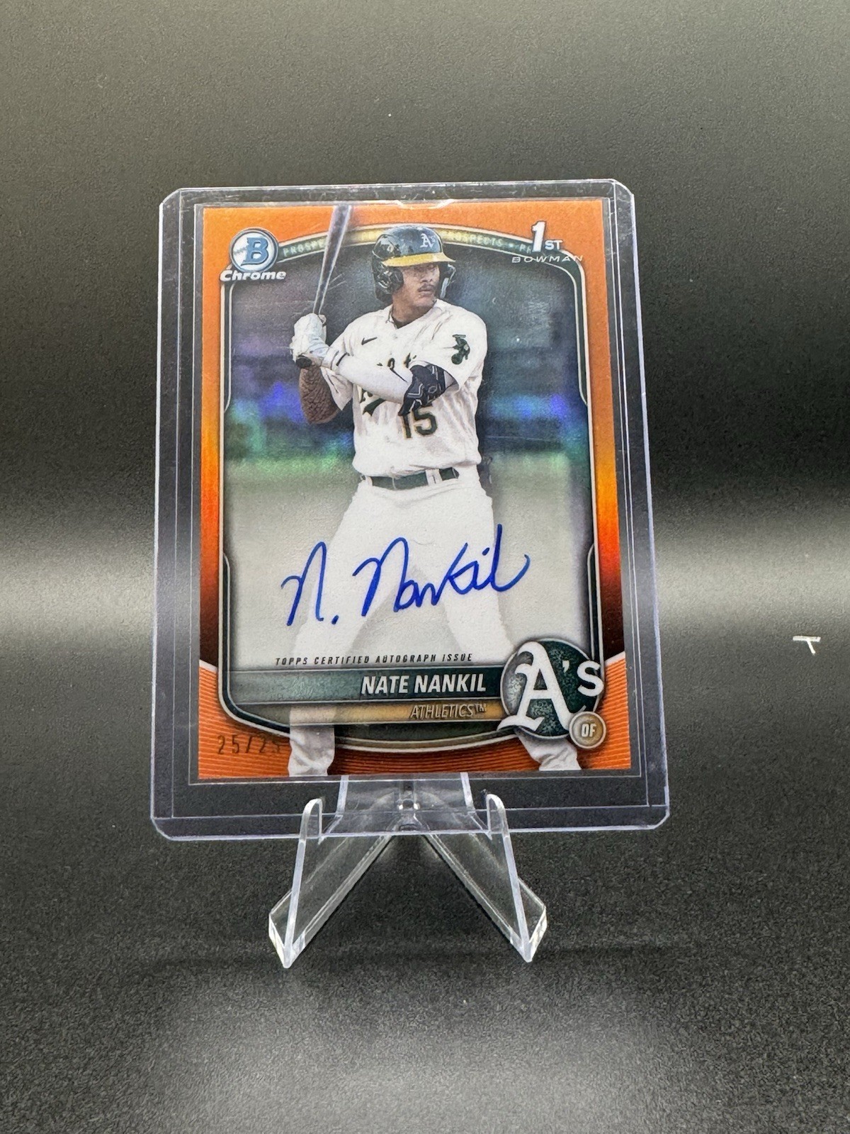 2025 Bowman NATE NANKIL /25 Auto True Orange Refractor 1st Chrome Rookie RC SSP