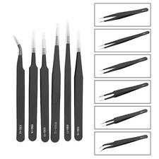 6Pcs ESD Anti-static Tweezers Set Maintenance Repair Stainless Steel Tools Kit