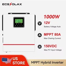1000W 12V Solar Hybrid Inverter Off-Grid Pure Sine Wave 40A MPPT Charger AC220V
