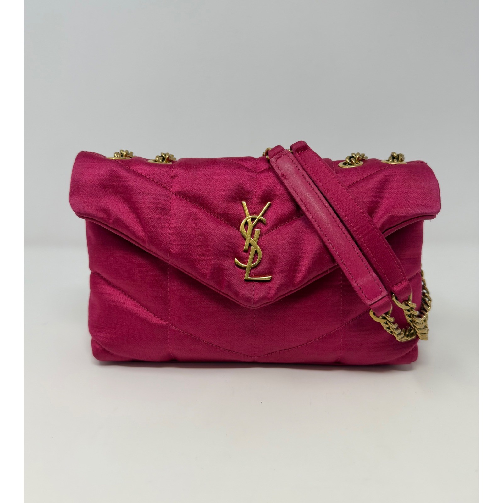 Saint Laurent YSL Toy Puffer Quilted Shoulder Bag Pink
