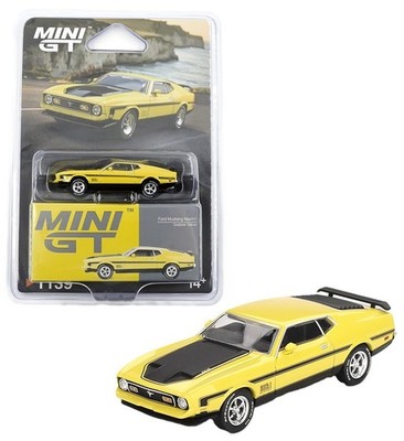 Mini GT 1:64 1971 Ford Mustang Mach 1 Grabber Yellow Diecast Model