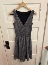 Express Women’s Gray Floral Sleeveless Dress Y2K Ruched Waist V-Neck Size XS