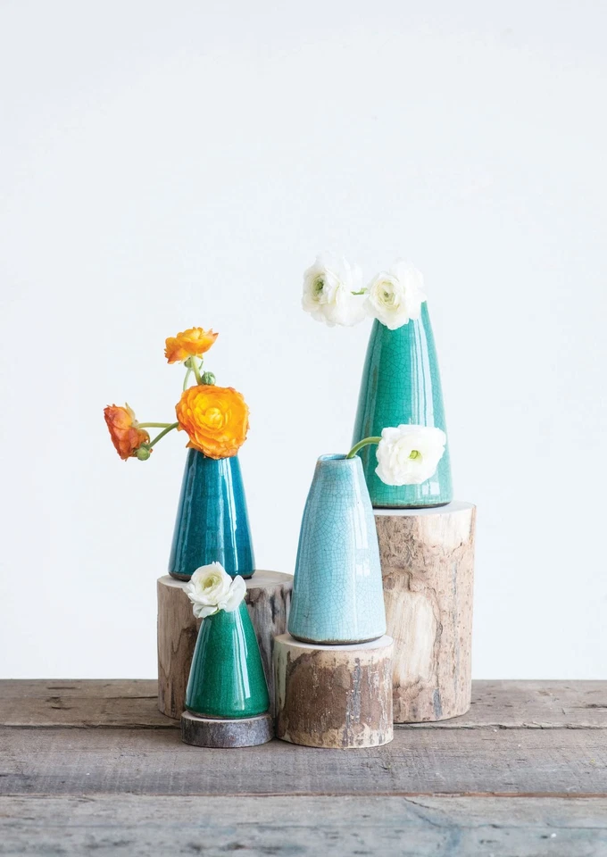 Зеленые и синие терракотовые вазы (набор из 4 размеров) - Изображение 3 из 4