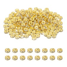 4mm Rondelle Spacer Bead, 200 Pcs Rhinestone Loose Bead, Gold/Silver