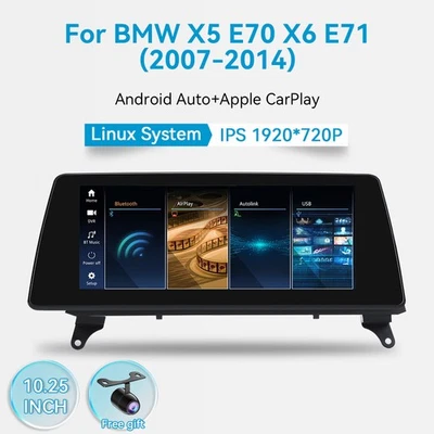 10.25" Wireless Carplay Android Auto Linux Radio für BMW X5 E70 X6 E71 CCC CIC - Bild 1 von 4