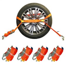 4x Spanngurt Auto Transport Zurrgurt Radsicherung PKW Quergurt orange 3 m