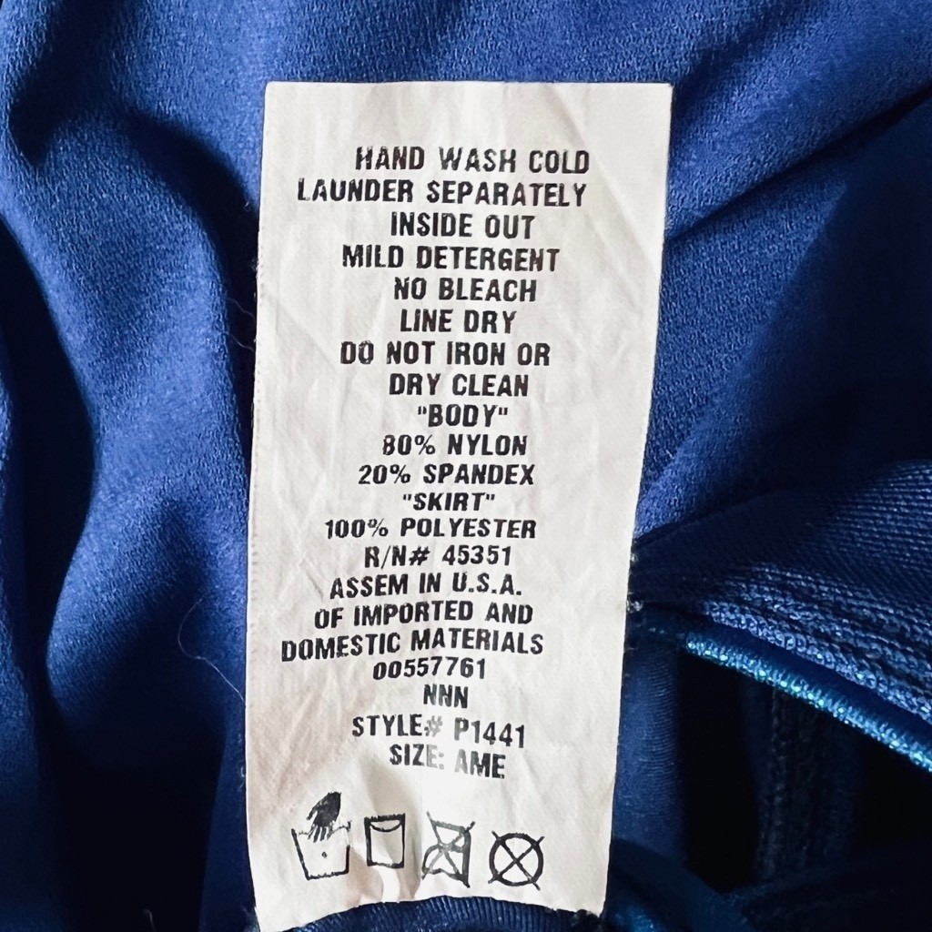 Curtain Call Blue Bodysuit Lyrical Adult M Asymmetrical Hem Sequin Ruched USA