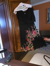 Adrianna Papell Dress Womens Plus 18W Silk Blend Zip Side (Black)