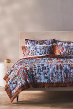 NEW Sold Out Anthropologie Printed Textured Cotton Quilt Queen - Bluebell