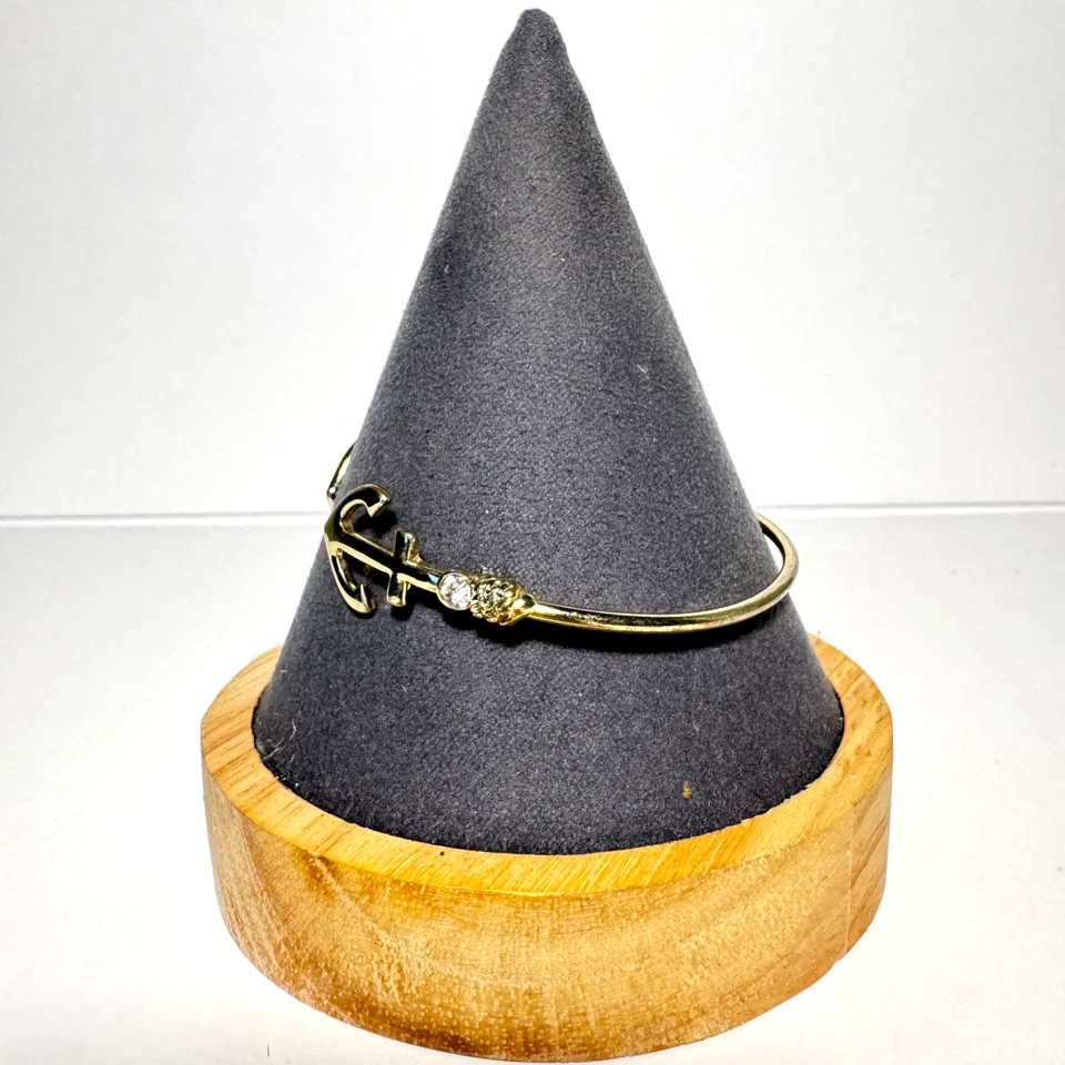 Brazalete de ancla con detalles de diamantes de imitación tono dorado ajustable Foto 2 de 4