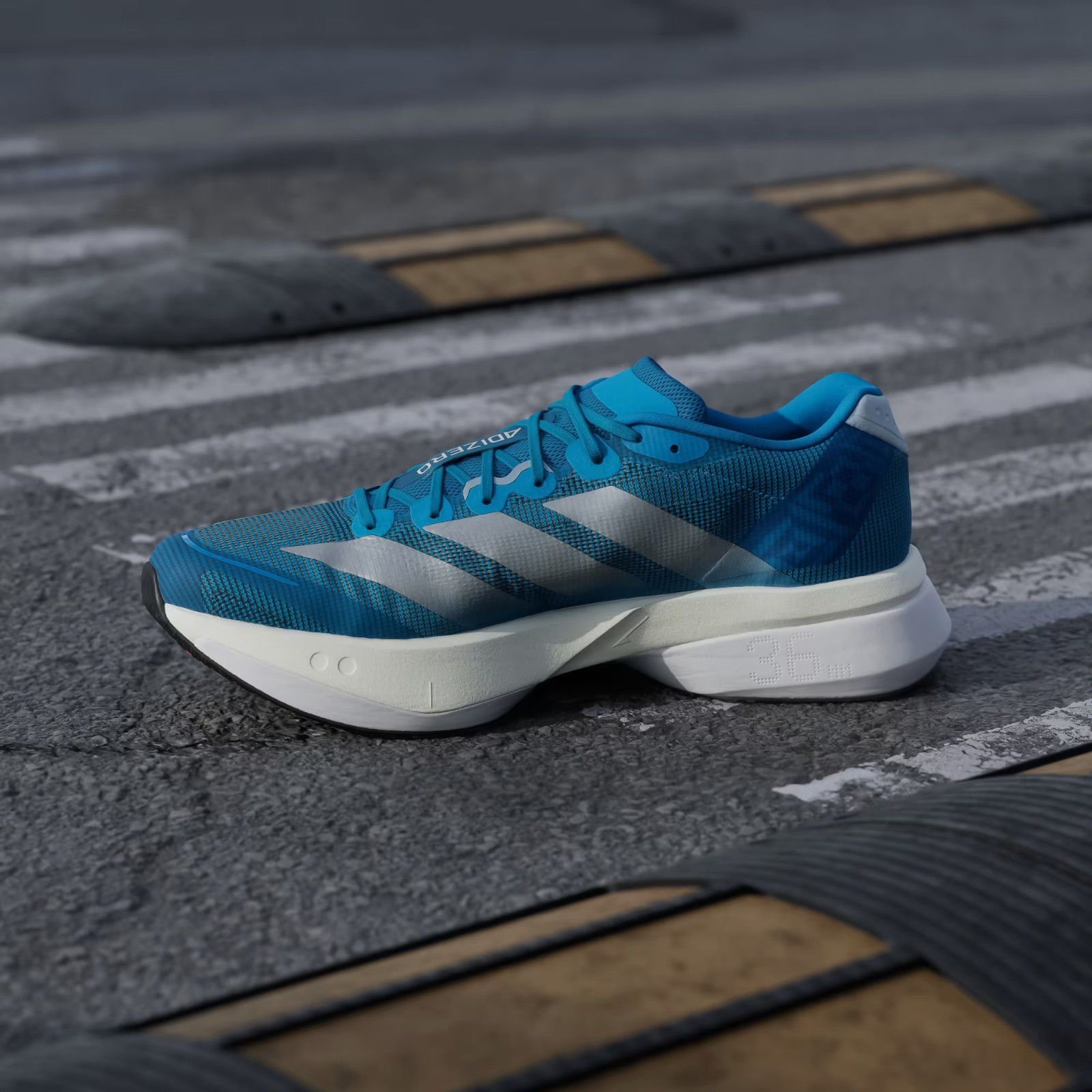 Adizero Boston 13 Men's Shoes in Solar Blue/Silver Metallic/Dark Solar Blue image 2