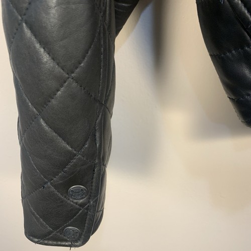 Chaqueta de Motociclista De Colección Años 90 Express Campaigne Para Hombres Cuero Acolchada a Presión Negra M - Imagen 11 de 15