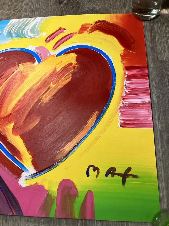 PETER MAX "CORAZÓN" Pintura Original Única Firmado a Mano Arte Pop Foto 2 de 4