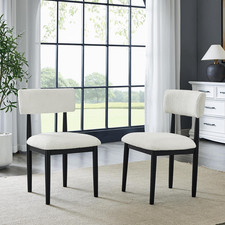 Chic Set of 2 White/Black Ellis Boucle Upholstered Dining Chairs
