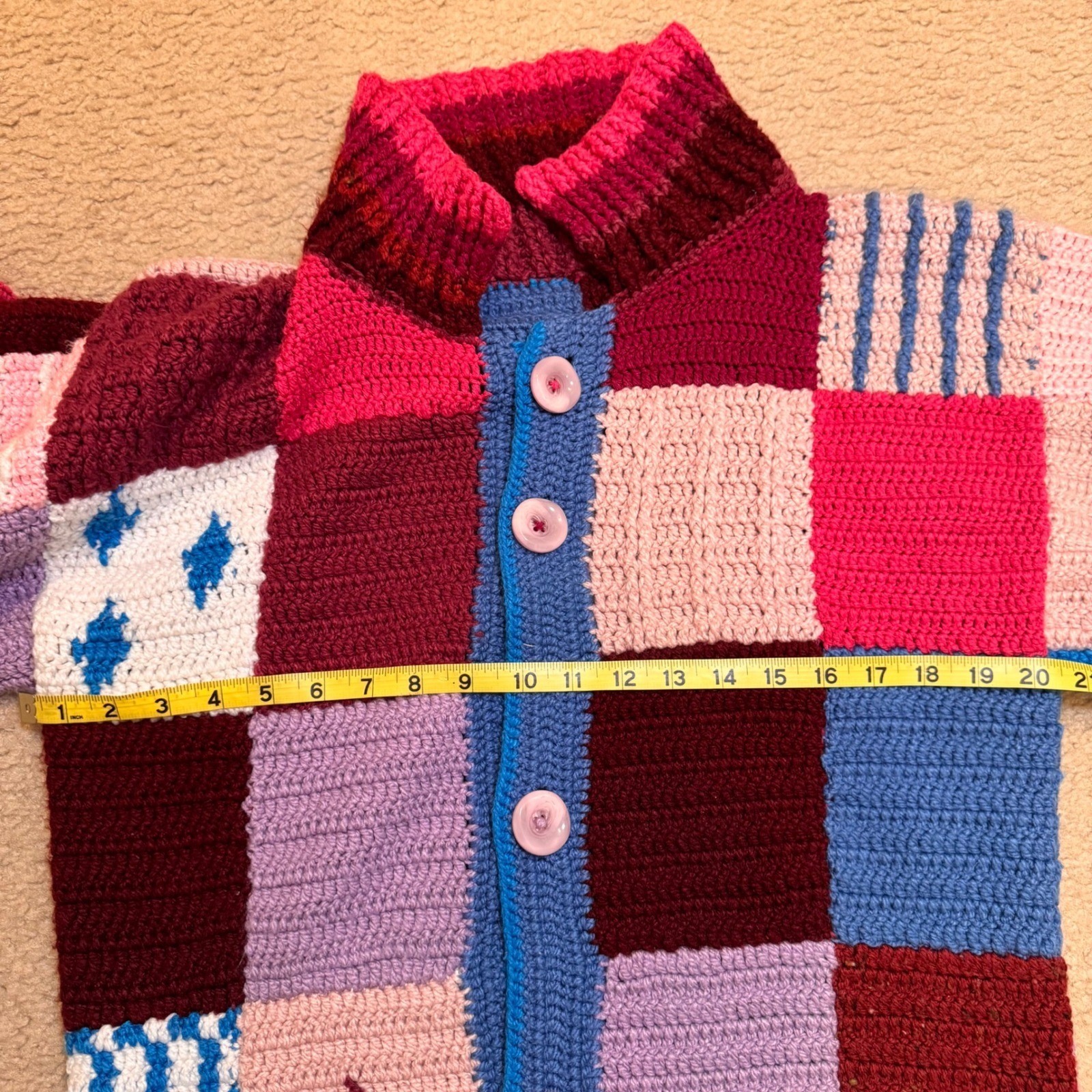 Handmade Artesian Patchwork Crochet Cardigan Swea… - image 8