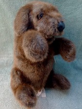 Folkmanis Sitting Brown Puppy Dog Chocolate Lab Realistic Plush Hand Puppet 13"