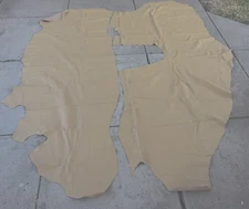 Real Leather Cowhide - 2 Pieces Lt Brown (Beige)- 43+ Sq ft -Upholst/Crafts 994