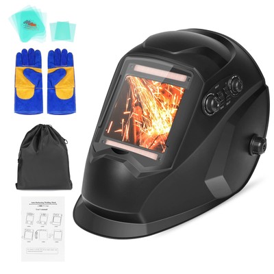 Welding Helmet Auto Darkening 3.94'' X 3.66'' Large Viewing Screen True Color W...