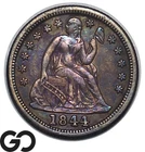 1844 Seated Liberty Dime Tough This Nice, Deep Toner, Choice XF++/AU RARE Date