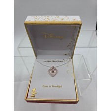 Disney Minnie Mouse 14k Gold Flash Plated Heart Crystal Necklace NEW