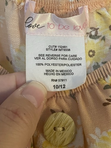 Love To Be Loved Girls SZ 10-12 M Short Sleeve FLORAL Smocked Blouse TIE FRONT - Picture 3 of 5