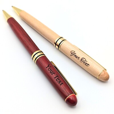 Personalised Engraved Wood Ballpoint Pen Executive Twist Top 1mm Tip Office Gift