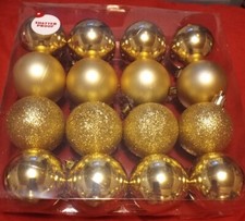 Holiday Style Ornaments 16 Count Shatter Proof- Gold New
