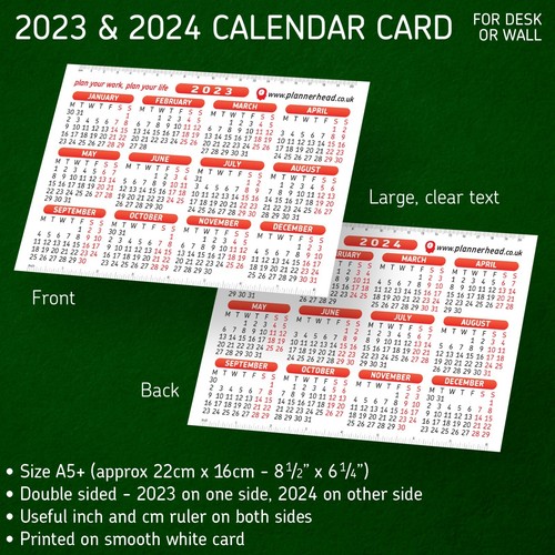 2023 & 2024 Kalenderplanerkarte + Lineal ✔2 Jahre großer Text glatt weiße Karte - Bild 3 von 16