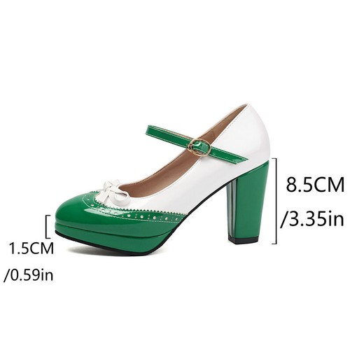 Damenschuhe Schleife Plateau Schnalle hoher Blockabsatz Mary Jane Lolita-Stil 34-46 - Bild 11 von 30