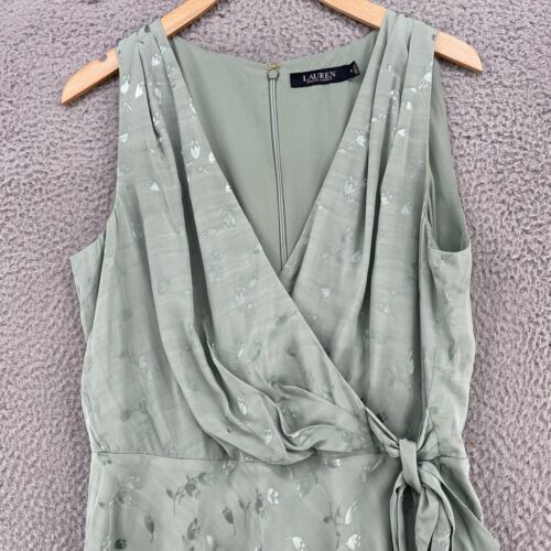 Lauren Ralph Lauren Kleid Damen 8 Grün Blumen Faux Wickel Fit & Flare Midi Plissee - Bild 2 von 13