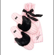 Victoria  s Secret Signature Satin Cozy Slippers Women  s NWT Medium 7-8